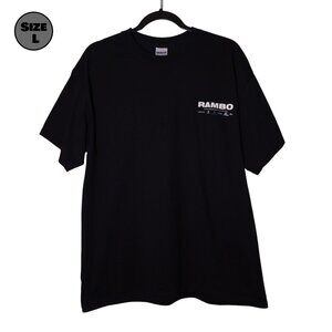Rambo 2007 USED Shirt (L, Black, Sylvester Stallone, Movie, Promo)